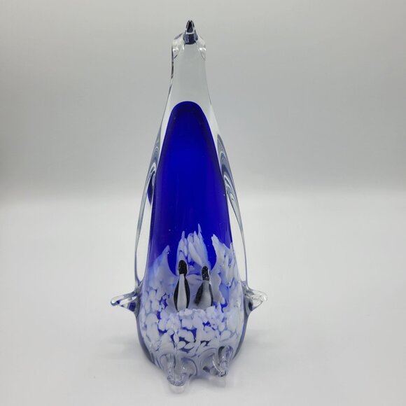 Vintage Art Glass Paperweight Penguin Figurine With Penguins Inside 8" Tall - Picture 4 of 13